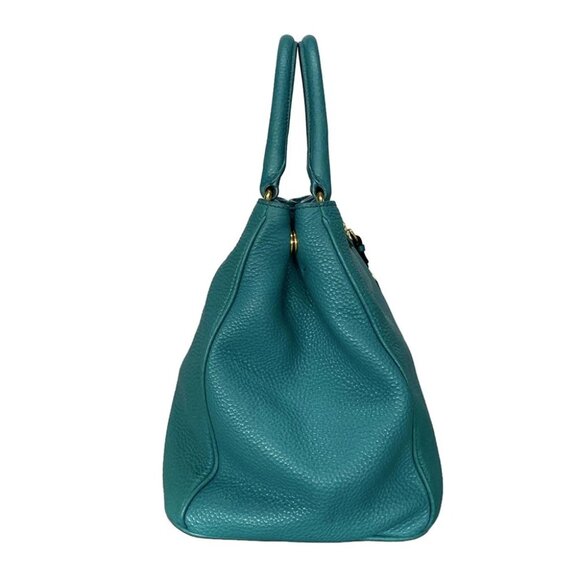 Auth PRADA Turquoise Leather Tote Bag - Picture 5 of 14